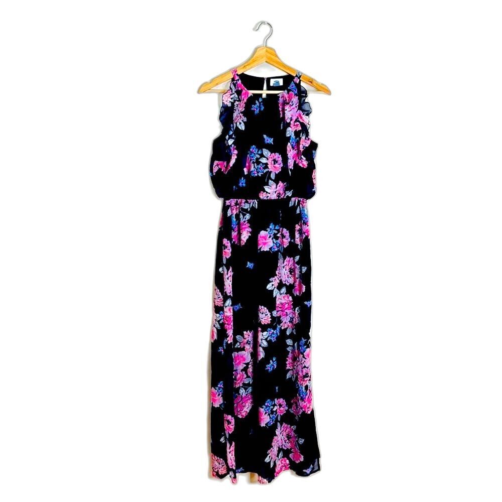 Old navy ladies sleeveless flutter maxi floral dress size medium